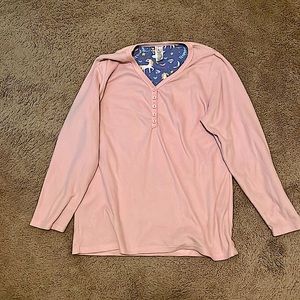 large pink long sleeve pajama shirt